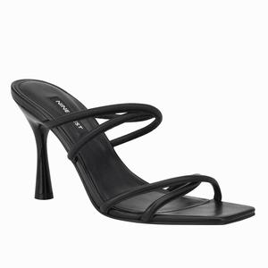 Nine West Fabiola Square-Toe Slides - Black - Ireland (OB6824139)